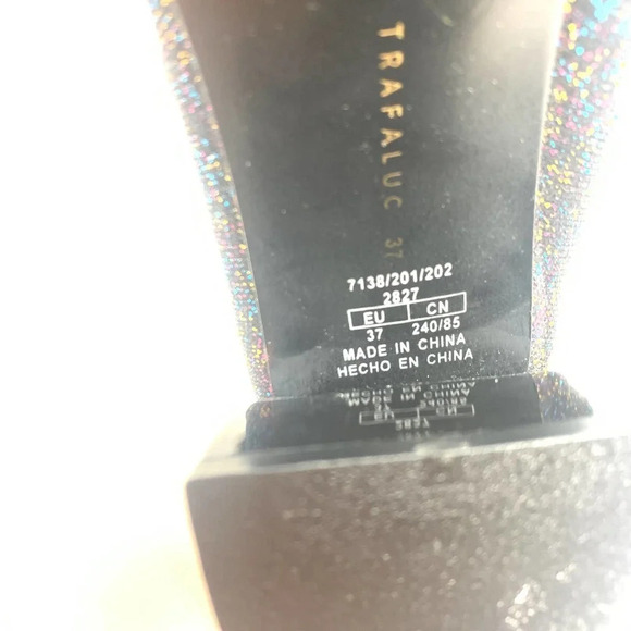 Zara Trafaluc Sock Style Glitter‎ Heeled Ankle Boots Size US 6.5 - Picture 12 of 12